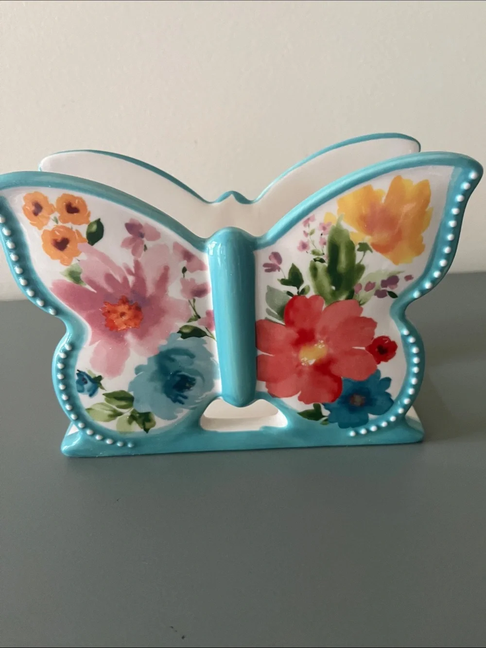 Retired Pioneer Woman Breezy Blossom Butterfly Ceramic Napkin Holder